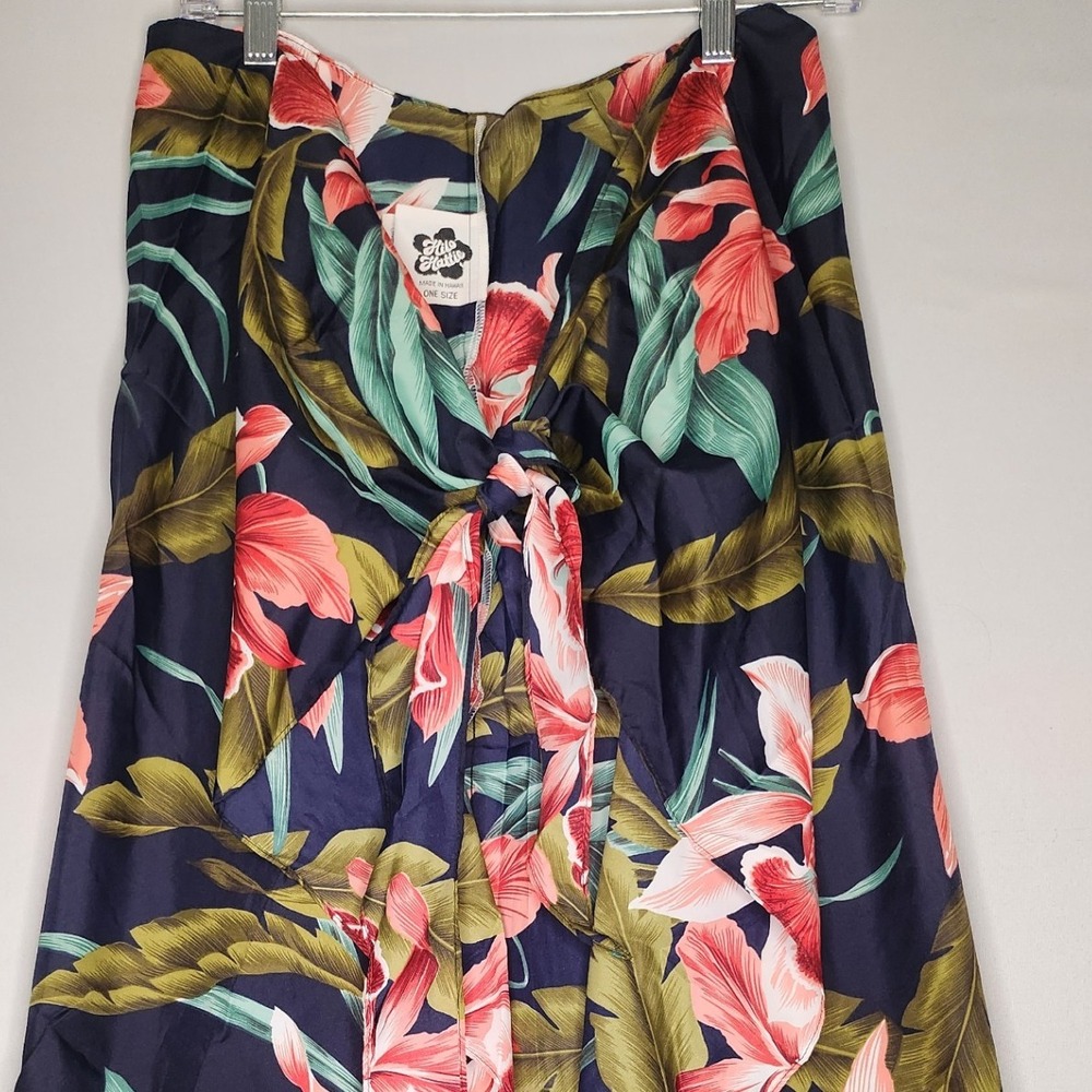 Hilo Hattie Tropical Sarong Swimsuit Cover Up Wrap One Size Floral Blue - Picture 5 of 6